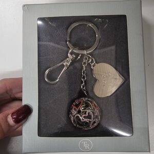 Silver/ Red Keychain with Heart Charm "From Emily"